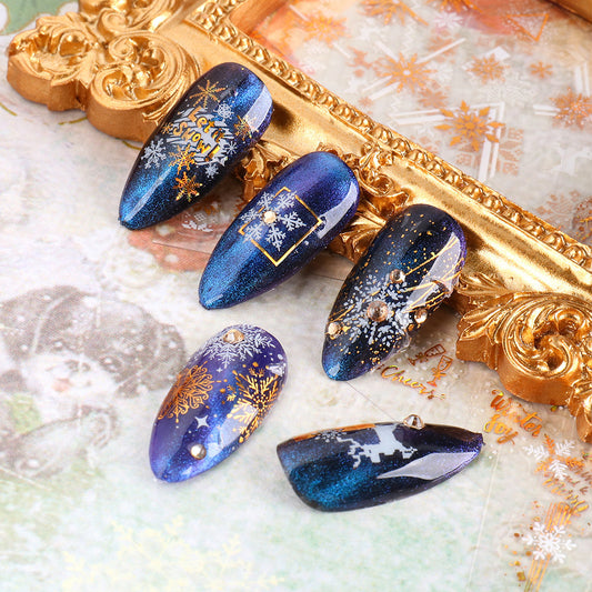 New Nail Stickers 3D Christmas Series Two-color Golden Laser