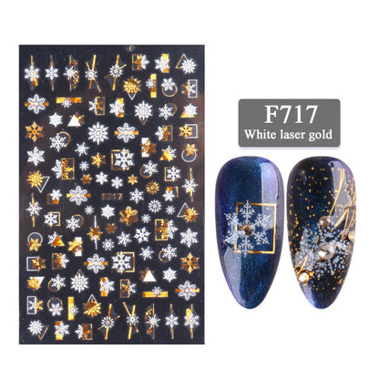 New Nail Stickers 3D Christmas Series Two-color Golden Laser